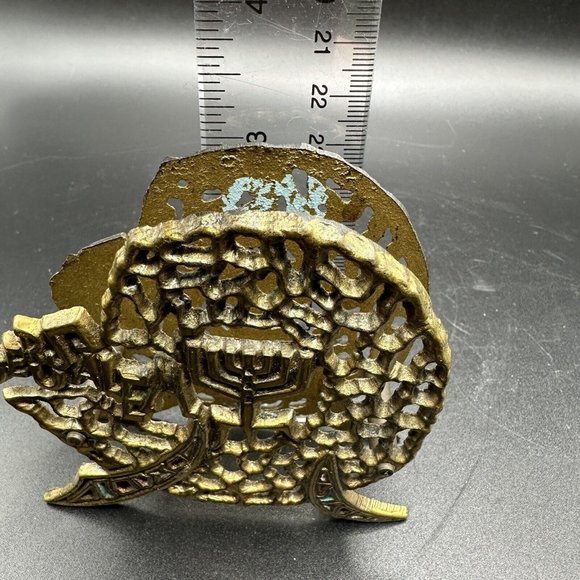 Brass w/Enamel Napkin Holder Letter Card Holder Jerusalem Vintage - Picture 7 of 7